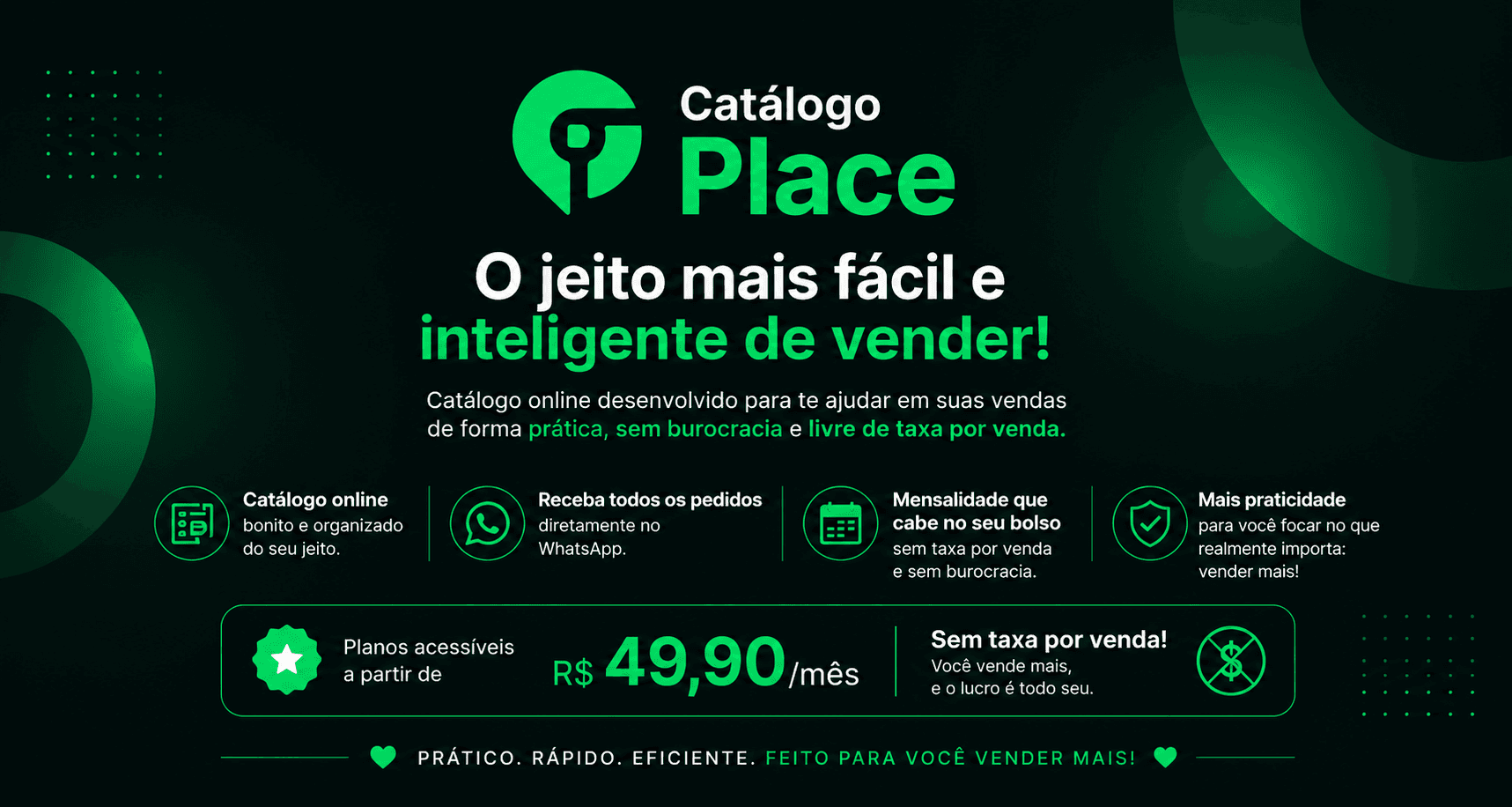 Catálogo Place — plataforma de catálogo digital com pedidos via WhatsApp
